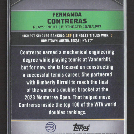 2024 Topps Chrome Tennis Graphite Fernanda Contreras #164 077/199 RC