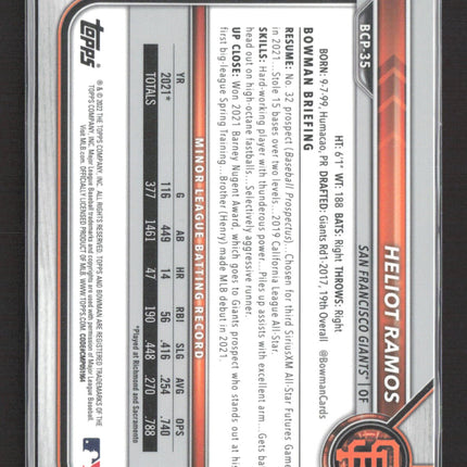2022 Bowman Chrome Sapphire Edition Heliot Ramos #BCP-35 18/55 Aqua