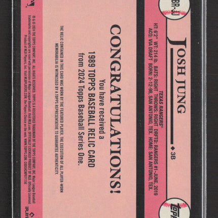 2024 Topps Series One 1989 Topps Baseball Relic Josh Jung #89BR-JJ Jersey