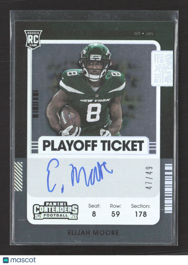 2021 Panini Contenders Football Elijah Moore #114 Playoff Ticket RC 41/49