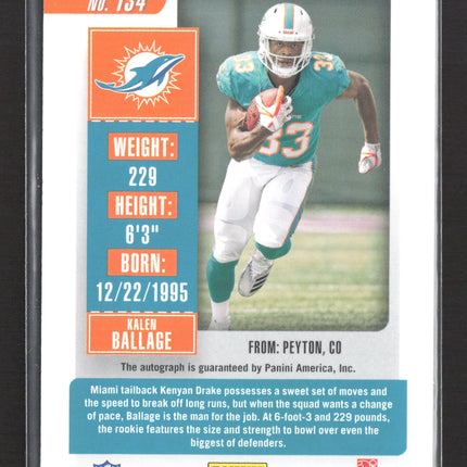 2018 Panini Contenders Football Kalen Ballage #134 RC Auto