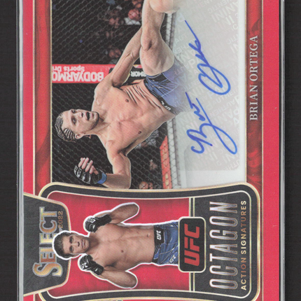2022 Panini Select Prizm Octagon Action Auto Brian Ortega #OA-BOT Red 54/99