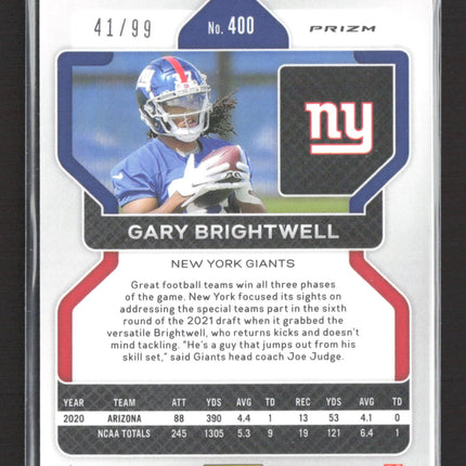 2021 Panini Prizm Gary Brightwell #400 Blue Ice 41/99 RC