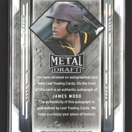 2021 Leaf Metal Draft James Wood #BA-JW2 Purple RC 12/15 auto