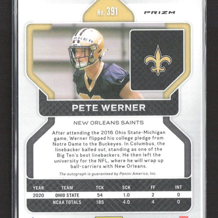 2021 Panini Prizm Pete Werner #391 Auto Silver