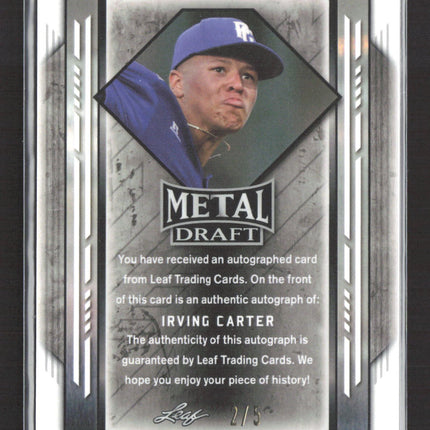 2021 Leaf Metal Draft Irving Carter #BA-IC1 Red RC 2/5 auto