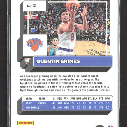 2023 Panini Donruss Optic Basketball Quentin Grimes #2 Basketball Prizm