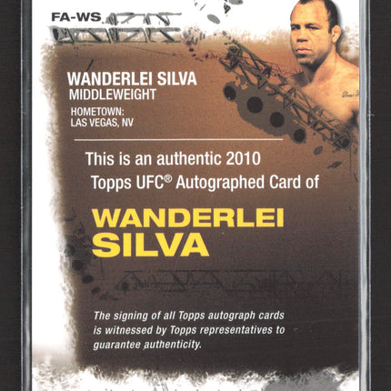 2010 Topps UFC Wanderlei Silva #FA-WS Authentic Autograph