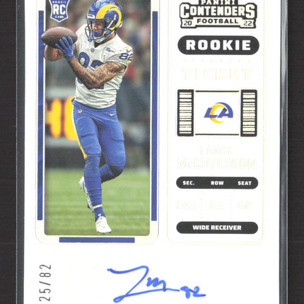 2023 Panini Contenders Football Lance McCutcheon #272 RC 25/82 Ticket Stub Auto