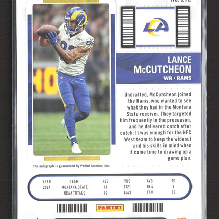 2023 Panini Contenders Football Lance McCutcheon #272 RC 25/82 Ticket Stub Auto