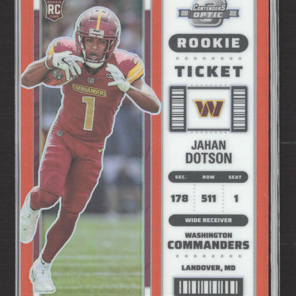 2023 Panini Contenders Optic Jahan Dotson #77 Orange Prizm RC 45/50