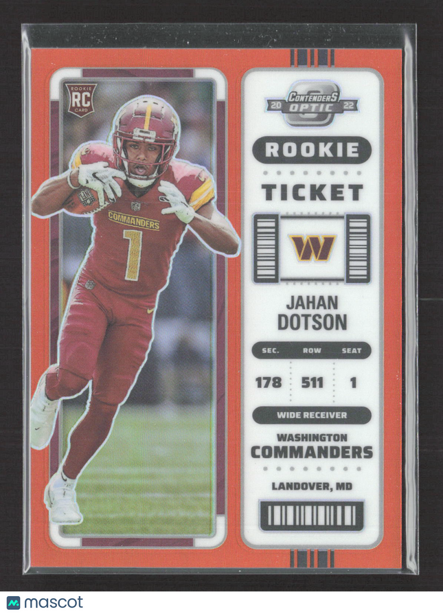 2023 Panini Contenders Optic Jahan Dotson #77 Orange Prizm RC 45/50