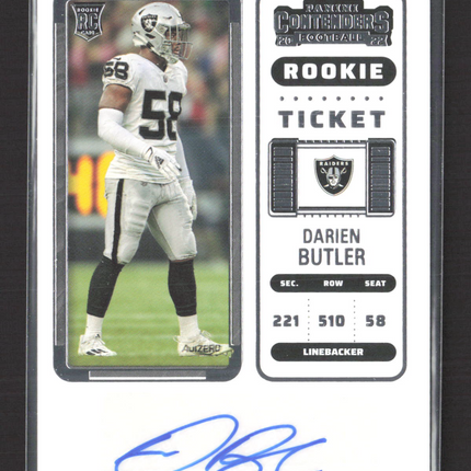 2023 Panini Contenders Football Darien Butler #290 RC Auto
