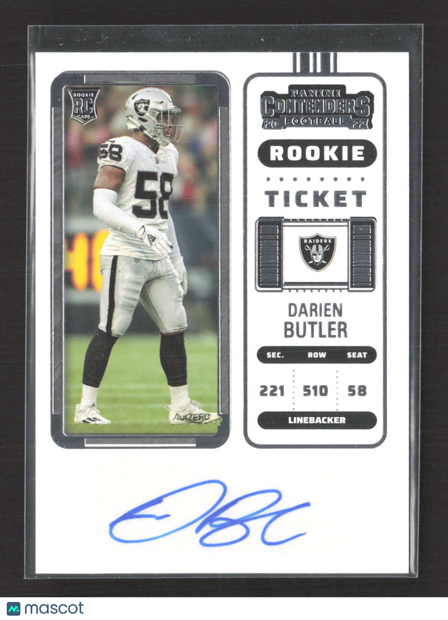 2023 Panini Contenders Football Darien Butler #290 RC Auto