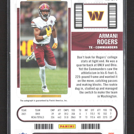 2023 Panini Contenders Football Armani Rogers #276 RC Auto