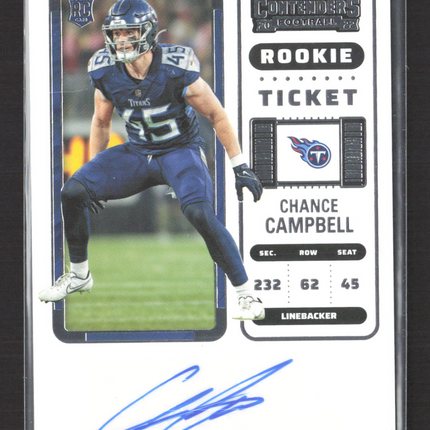2023 Panini Contenders Football Chance Campbell #251 RC Auto