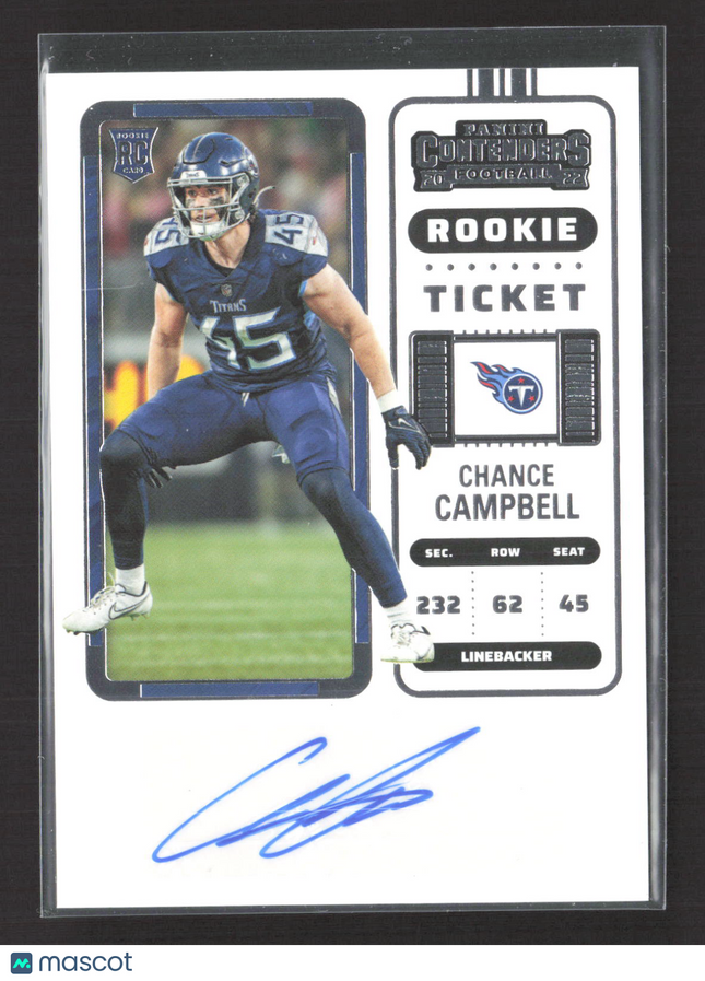 2023 Panini Contenders Football Chance Campbell #251 RC Auto