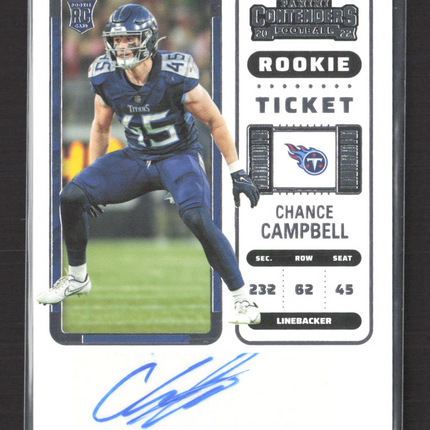 2023 Panini Contenders Football Chance Campbell #251 RC