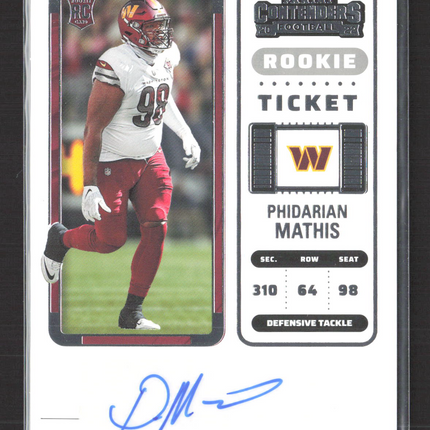2023 Panini Contenders Football Phidarian Mathis #170 RC Auto