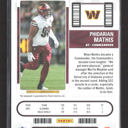 2023 Panini Contenders Football Phidarian Mathis #170 RC Auto