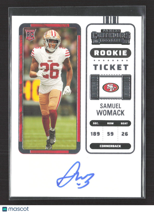 2023 Panini Contenders Football Samuel Womack #232 Rookie Ticket RC Auto