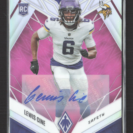 2022 Panini Phoenix Football Lewis Cine #175 RC 89/99 Auto Pink