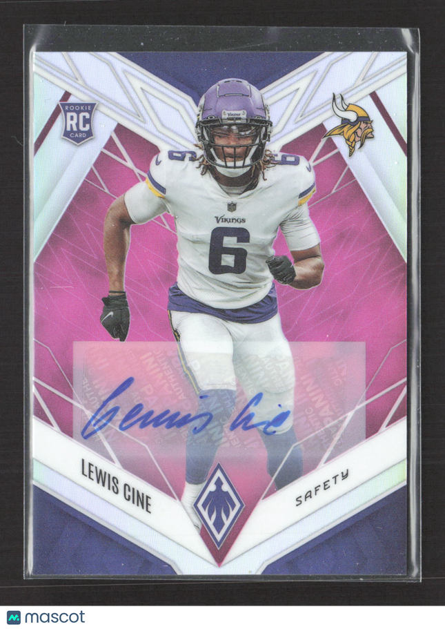 2022 Panini Phoenix Football Lewis Cine #175 RC 89/99 Auto Pink