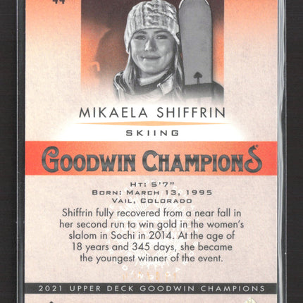 2021 Upper Deck Goodwin Champions Mikaela Shiffrin #44 Orange /399