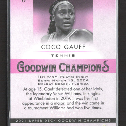 2021 Upper Deck Goodwin Champions Coco Gauff #17 Pink /299