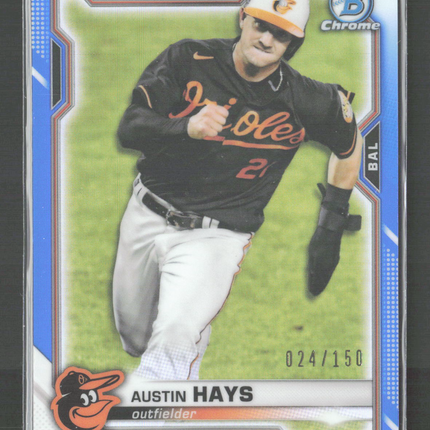 2021 Bowman Chrome Austin Hays #32 Blue Refractor 024/150