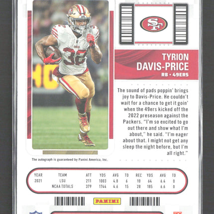 2023 Panini Contenders Championship Ticket Tyrion Davis-Price #139 RC 38/49 Auto