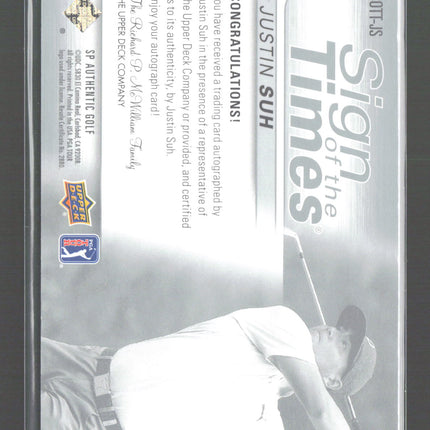 2021 Upper Deck SP Authentic Sign of the Times Justin Suh #SOTT-JS Auto