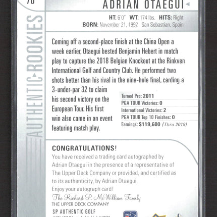 2020 Upper Deck SP Authentic Golf Rookies Adrian Otaegui #76 336/799 Auo
