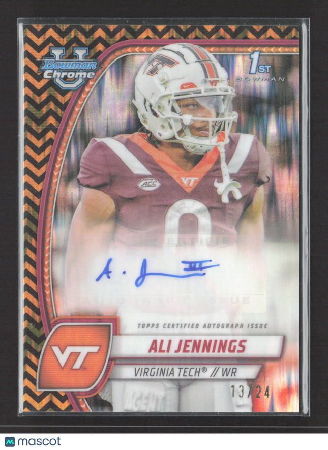 2024 Bowman Chrome University Ali Jennings #PA-ALI Black Gold Stealth Auto /24