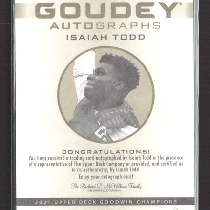 2021 Upper Deck Goodwin Champions Goudey Isaiah Todd #GA-IT Auto