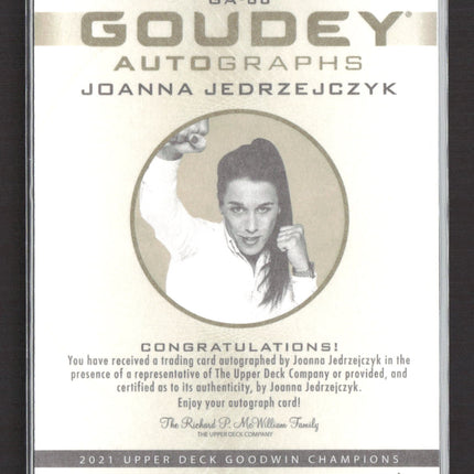2021 Upper Deck Goodwin Champions Goudey Joanna Jedrzejczyk #GA-JJ Autograph