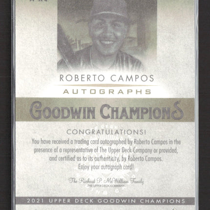 2021 Upper Deck Goodwin Champions Roberto Campos #A-RC Autograph