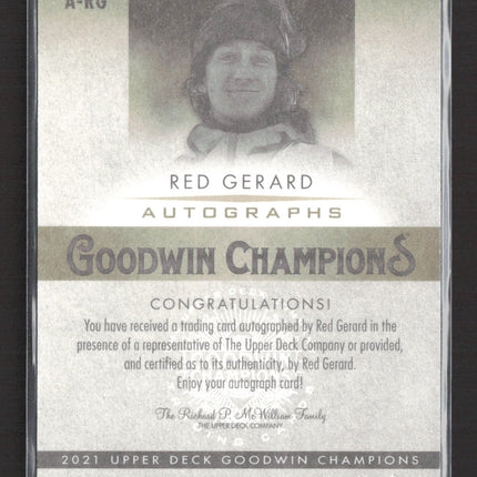 2021 Upper Deck Goodwin Champions Red Gerard #A-RG Autograph
