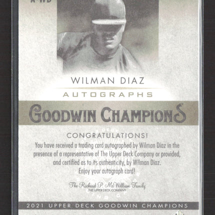 2021 Upper Deck Goodwin Champions Wilman Diaz #A-WD Autograph
