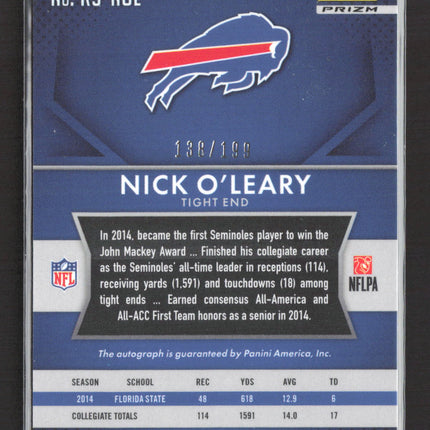 2015 Panini Prizm Nick O'Leary #RS-NOL Blue 138/199 RC Auto