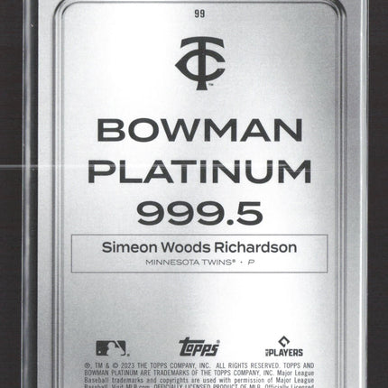 2023 Topps Bowman Platinum Simeon Woods Richardson #99 RC 10/75