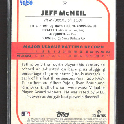 2021 Topps Archives Snapshots Jeff McNeil #39 Blue 40/50