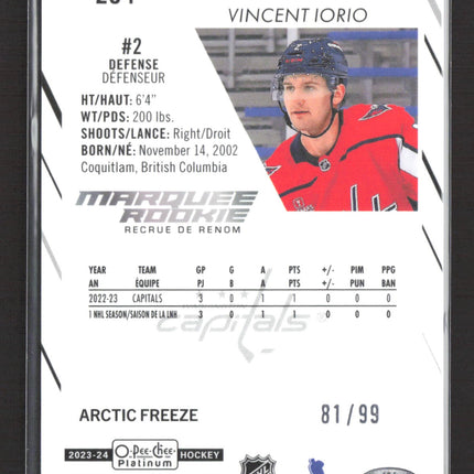2024 O-Pee-Chee Platinum Vincent Iorio #254 Arctic Freeze 81/99