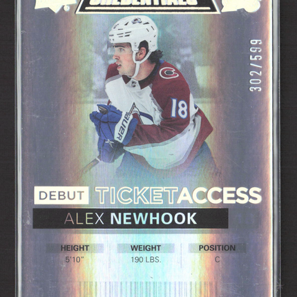 2022 Upper Deck Credentials Debut Ticket Access Alex Newhook #136 302/599