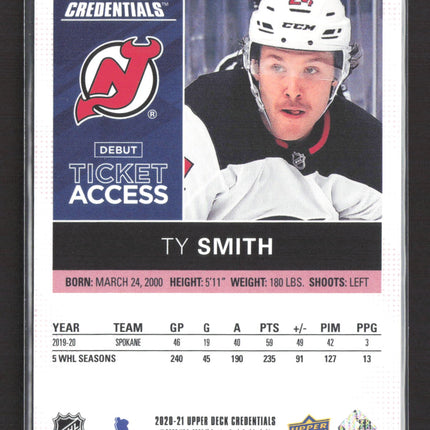 2022 Upper Deck Credentials Debut Ticket Access Ty Smith #139 145/199