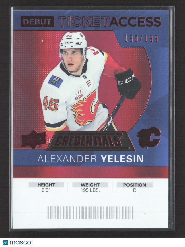 2020 Upper Deck Credentials Debut Ticket Access Alexander Yelesin #86 190/199