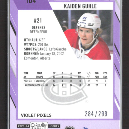 2024 O-Pee-Chee Platinum Kaiden Guhle #104 Violet Pixels 284/299
