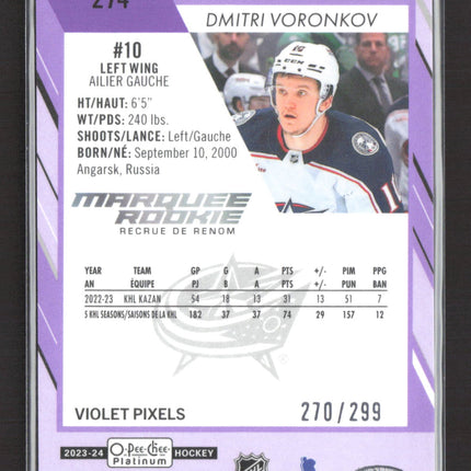 2024 O-Pee-Chee Platinum Dmitri Voronkov #274 Violet Pixels 270/299