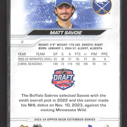 2024 Upper Deck Extended Series Matt Savoie #745 Draft
