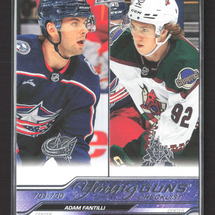 2024 Upper Deck Extended Series Young Guns Logan Cooley Adam Fantilli #730